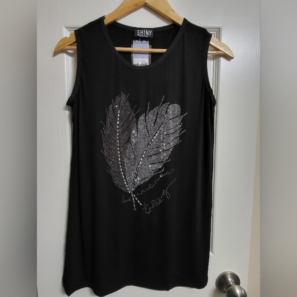 Rhinestone Feathers  Blouse - One size fits most NWT